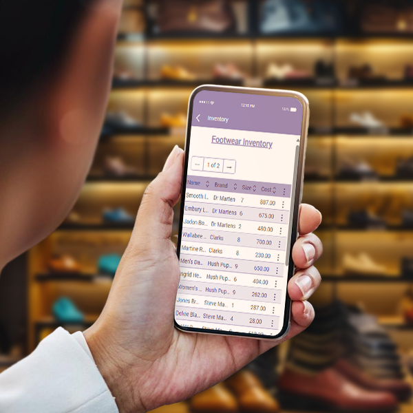 Device with footwear inventory