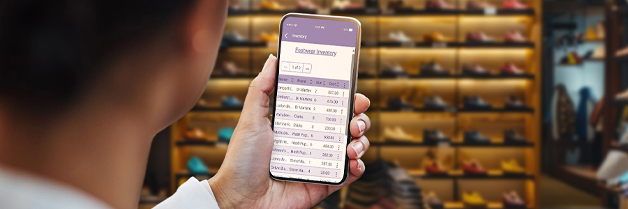 Device with footwear inventory
